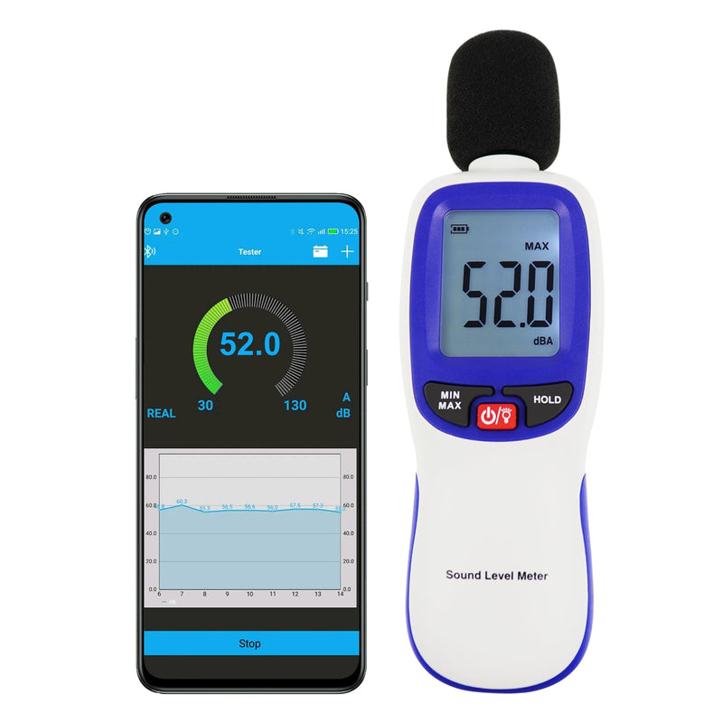 [Australia - AusPower] - Sound Level Meter, Digital Sound Level Meter with Bluetooth Enabled Decibel Meter 30~130dBA Range MAX/MIN Data Hold with LCD Display and Backlight for Home, School Bluetooth sound level meter 