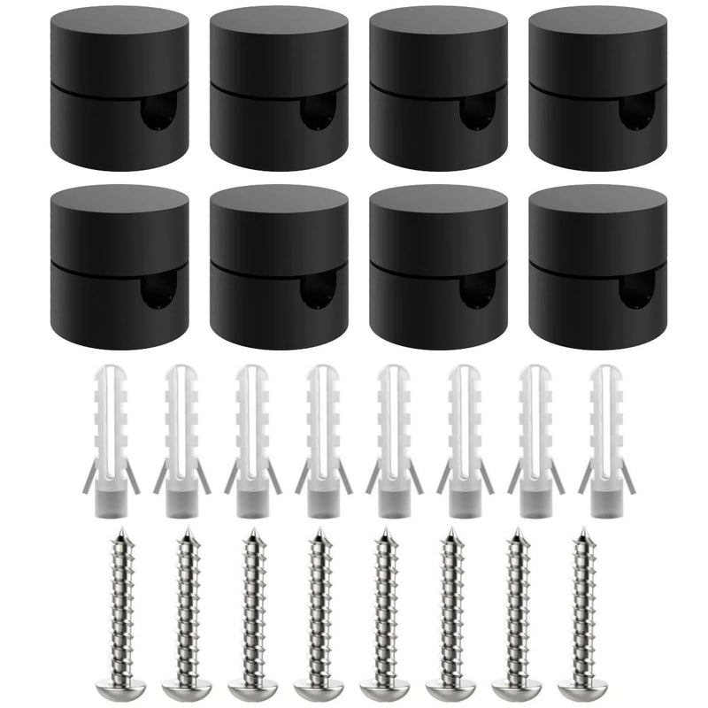 [Australia - AusPower] - ZOHAR Pack of 8 Two-Piece Wall and Ceiling Pins Black for Textile Cable Ceiling Mounting Monkey Swing Surface-Mounted Cable Holder for Lamp DIY with Screws and Dowels 8 Stück Zweiteilige 