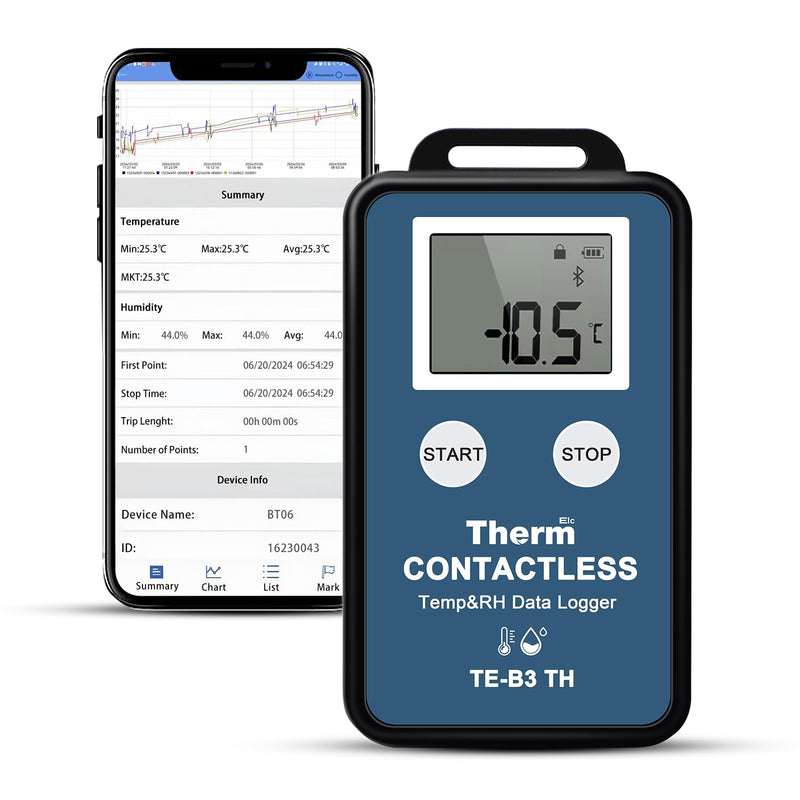 [Australia - AusPower] - ThermElc TE-B3 TH Wireless Temperature Humidity Data Logger with LCD Display, ±0.3℃ Accuracy, Auto PDF CSV Report, Compare Multi-Devices Data 