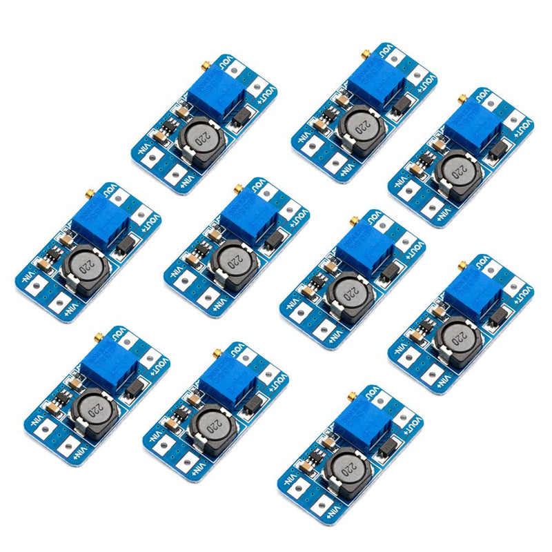 [Australia - AusPower] - 10 x DC-DC Step Up Boost Converter, Adjustable Voltage Regulator Board Booster Power2V-24V to 5V-28V, Power Supply Power Module Compatible with Arduino 