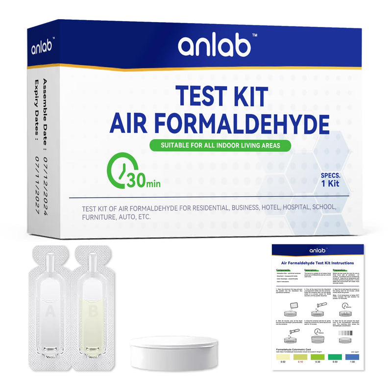 [Australia - AusPower] - anlab Air Formaldehyde (HCHO) DIY Test Kit - Used for Air Quality Testing, Detector for Home, Residential, Shop, Hotel, Hospital, School, Furniture, Car 1 