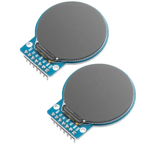 2 pieces GC9A01 1.28 inch circular TFT screen for Arduino RGB IPS | HD 240 x 240 resolution SPI interface LCD display module for display devices, real-time monitoring and instrument display Pack of 2