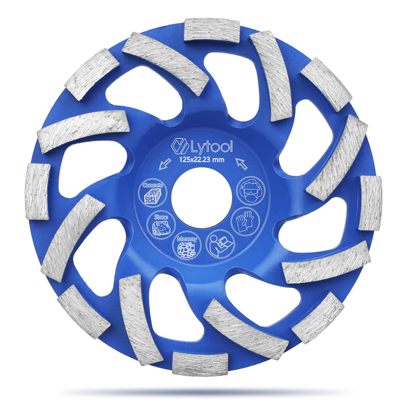 [Australia - AusPower] - Lytool Diamond Cup Wheel 125 mm x 22.23 mm, Cup Grinder Concrete Grinding Wheel for Concrete, Stone, Natural Stone, Tile Adhesive, Masonry Granite, Concrete Grinder, Twin Speed Extreme Cup Wheel 