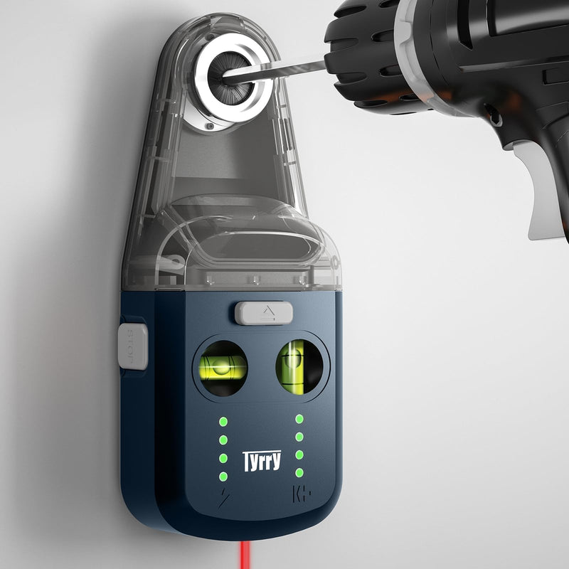 [Australia - AusPower] - Tyrry 4-in-1 Laser Spirit Level with Cross Spirit Level, Drilling Dust Collector, Wall Mount, Electronic Vacuum Suction Cup, Leveling Tool, Perfect for Hanging Pictures, Painting and Home Renovations Blue 