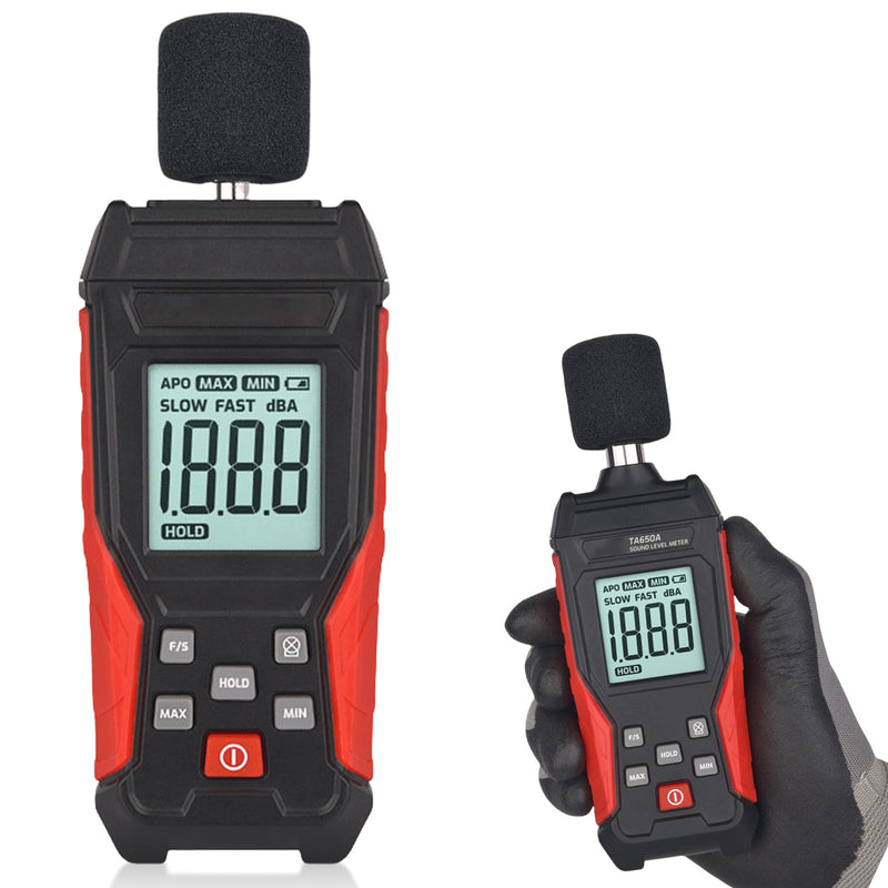 [Australia - AusPower] - Decibel Meter, TA-650A Sound Level Meter, dB Meter Device Calibrated with LCD Screen, Sound Level Meter with Recording A-Weighted, Range 30-130dB, MAX/MIN Data Storage Klassiker Black 