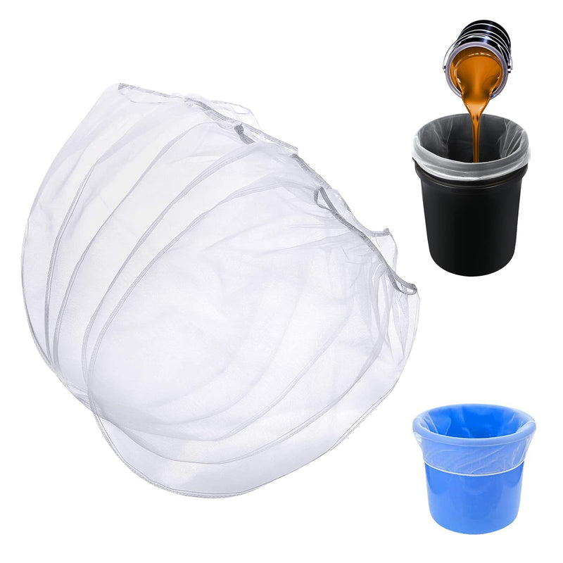 [Australia - AusPower] - HJIAMA Pack of 5 5 Gallon Filter Bags, White Filter Bags, Elastic Opening Design, Hem Process, Filter Bag, Filter Strainer Mesh for Filtering, Colours Coatings 