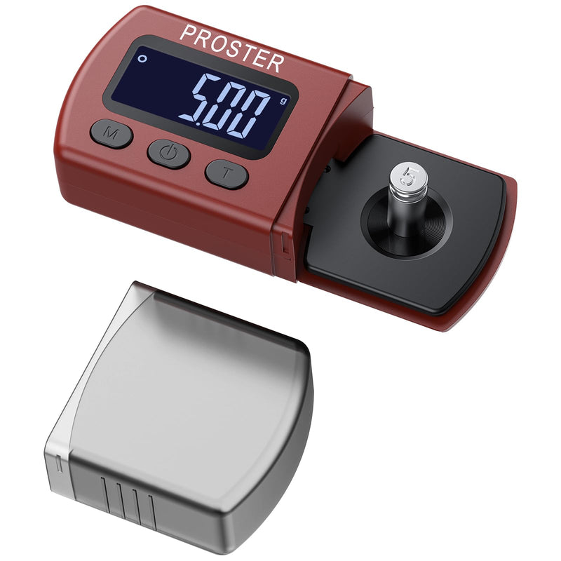 [Australia - AusPower] - Proster Digital Tonearm Scales Digital Turntable Stylus Force Scale Gauge Tester 0.01-5g LCD Backlight Meter for Turntables Tonearm Phono with 5g Calibration Weights (Red) red 