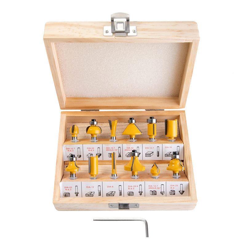 [Australia - AusPower] - HPMAISON 12-Piece Milling Cutter Set for Routers, Cylindrical Shank 6 mm, Precise Carbide Cutting Plates, Wood Cutter Bits Cutter Set for Edge Milling, Wood Router, Woodworking 12 pieces. Milling cutter set - shank 6 mm 