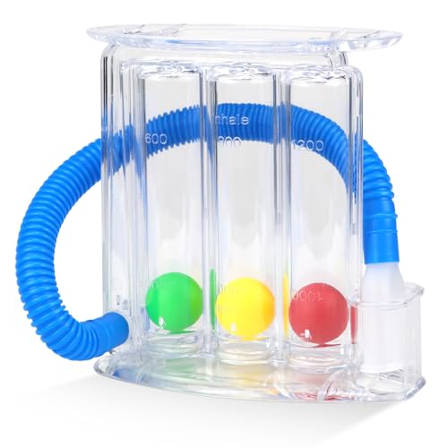 Rierousy Breath Trainer, Lung Trainer, Breathing Trainer with 3 Colourful Balls, Breath Trainer for Speech Therapy and Lung Function, Deep Breathing Trainer with 3 Chamber System (Style B with 3 Balls) Stil B mit 3 Kugeln