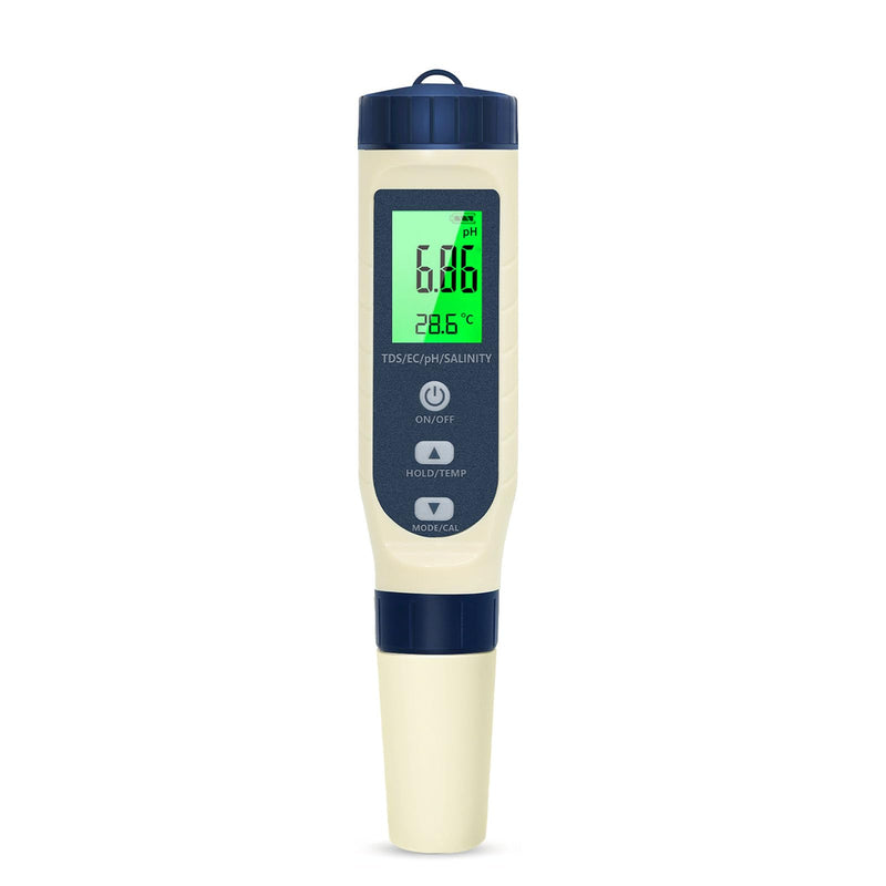 [Australia - AusPower] - PH Meter Water, PH/TDS/EC/Salinity/Thermometer 5 in 1 pH Value Meter with LCD Display, Automatic Temperature Compensation pH Tester, High Precision Water Tester, Ideal for Drinking Water, Pool blue 