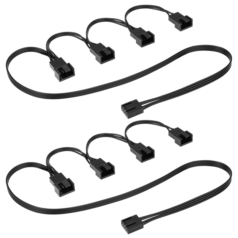 [Australia - AusPower] - Ancable Pack of 2 4-Pin PWM Fan Splitter Cable - 1 x 4 Pin to 4 x 4 Pin Male Extension Cable Fan Cable for Case Fans, CPU Fans, Motherboard Fans, PC Computer Fan 