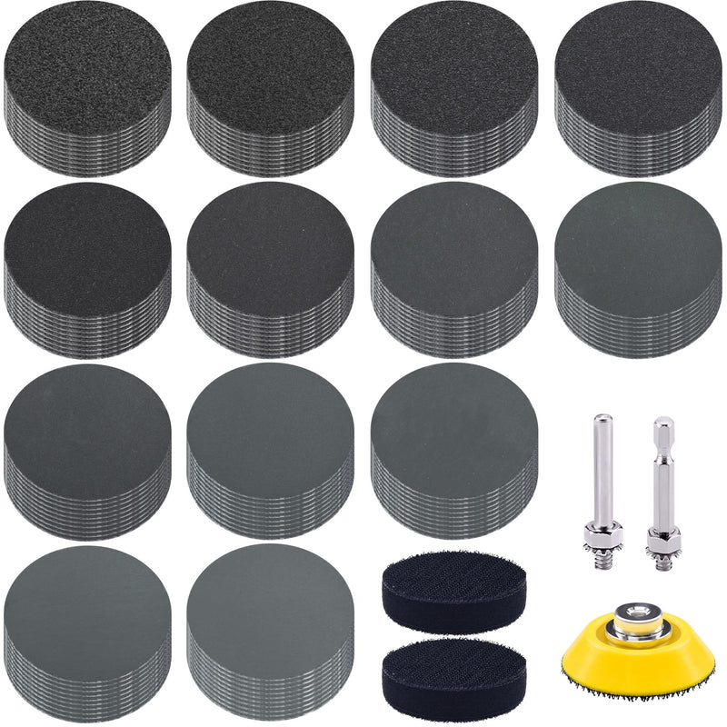 [Australia - AusPower] - SIQUK Pack of 130 Sanding Discs Velcro 50 mm Wet Dry Sandpaper Sanding Pads Grit 80-10000 Sanding Sheets Sandpaper Round for Car Polishing Wood Metal Silicon carbide 