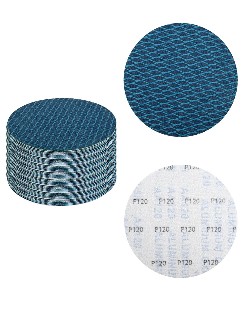 [Australia - AusPower] - 150 mm Sandpaper 120 Grit, Pack of 32 Eccentric Sanding Discs 150 mm Sanding Pads for Random Orbital Sanders and Polishing Machines (Blue) 