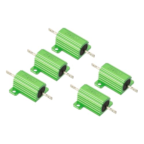 PATIKIL 25 W 8 Ohm Aluminum Casing Wire Wound Resistor, Pack of 5 Aluminum Casing Resistors Case Wire Wound Resistors Screw Tap Power Resistance 5% Tolerance, Green 8 ohms