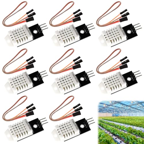 Pack of 8 DHT Temperature Sensor 22/2302 and Humidity Sensor with Board and Cable 3.3-5.5V DHT Temperature Sensor Compatible with Arduino, Sensor 22 Digital Temperature and Humidity Sensor