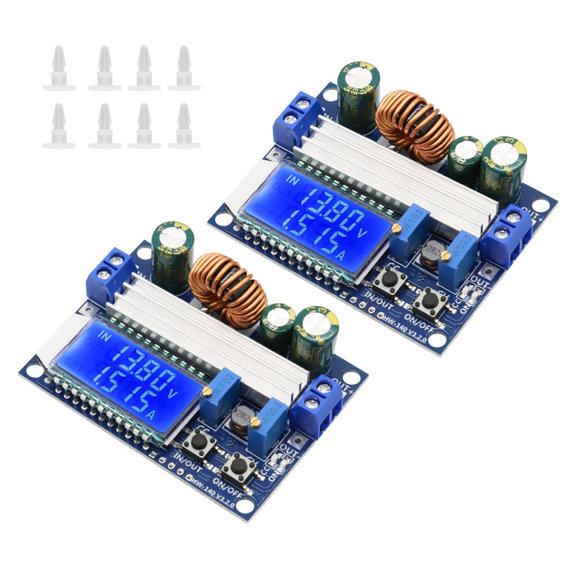 Binghe DC Step-Down Voltage Regulator with LCD Digital Display 5.5-30V to 0.5-30V - 2 Pieces Buck Boost Converter Compatible with Arduino