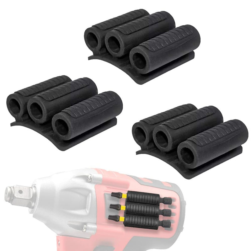 [Australia - AusPower] - Saipor 3-Piece Universal Bit Holder for Cordless Impact Wrench and Cordless Drill, Bit Holder 3M Adhesive for Attaching to Impact Wrench, Holds 6 Drills on the Side of Your Hammer Drill 