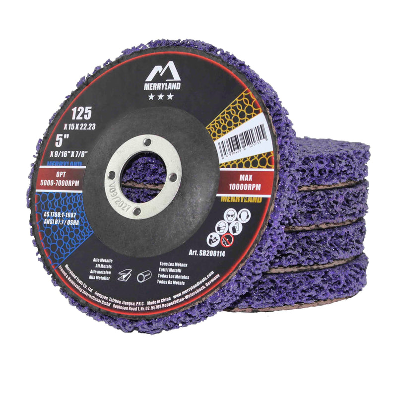[Australia - AusPower] - Merryland Bravo-Line SB208114-05 CSD Disc 125 Colour Rust for Angle Grinders, 125 mm Purple Cleaning Disc, Metal Stainless Steel Coarse Cleaning Disc, Pack of 5 Purple 5pcs 