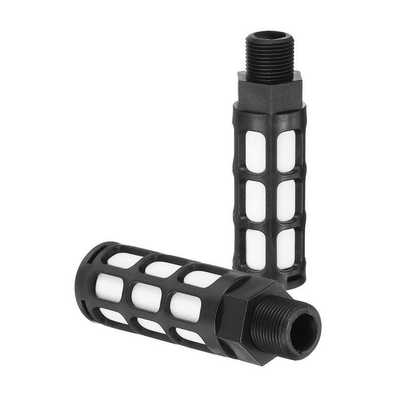 [Australia - AusPower] - PATIKIL Air Muffler G 3/8, 2 Pack Plastic Air Compressor Exhaust Muffler Filter Air Solenoid Valve Muffler Fit for, Black 