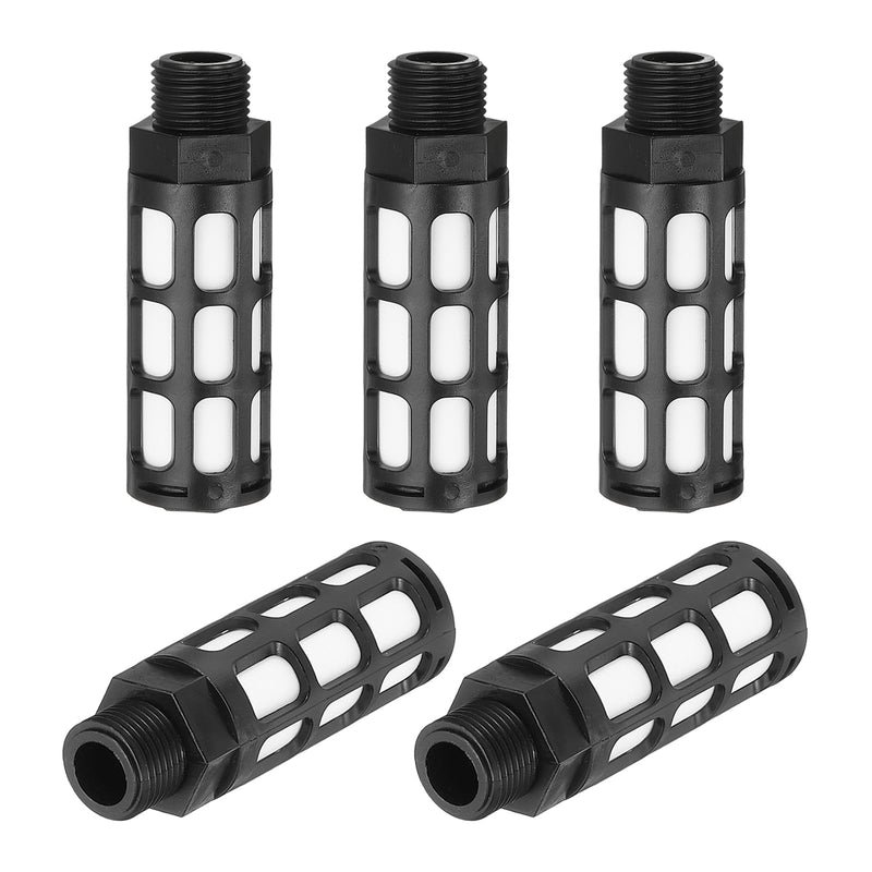 [Australia - AusPower] - PATIKIL Compressed Air Silencer G 1/2, 5 Pack Plastic Air Compressor Exhaust Silencer Filter Air Solenoid Valve Muffler Fit for, Black 