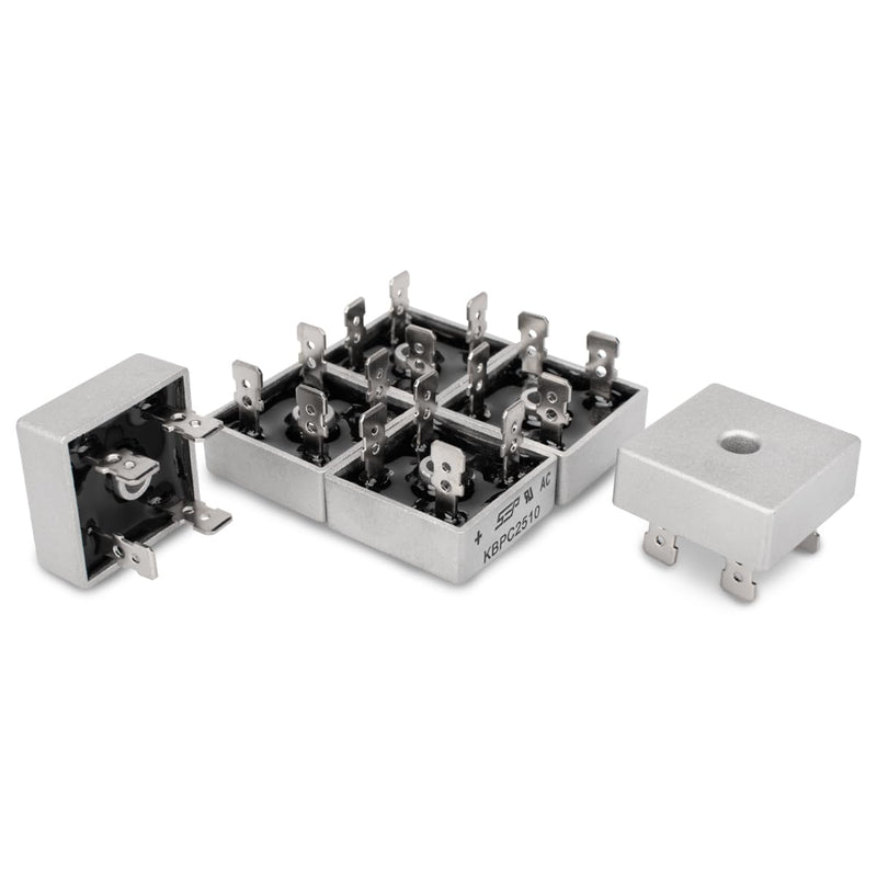 6-Pcs Bridge Rectifier Diodes KBPC2510 25A 1000V Single Phase Metal Housing 4-Pin Through Hole 25A, 1000V KBPC2510