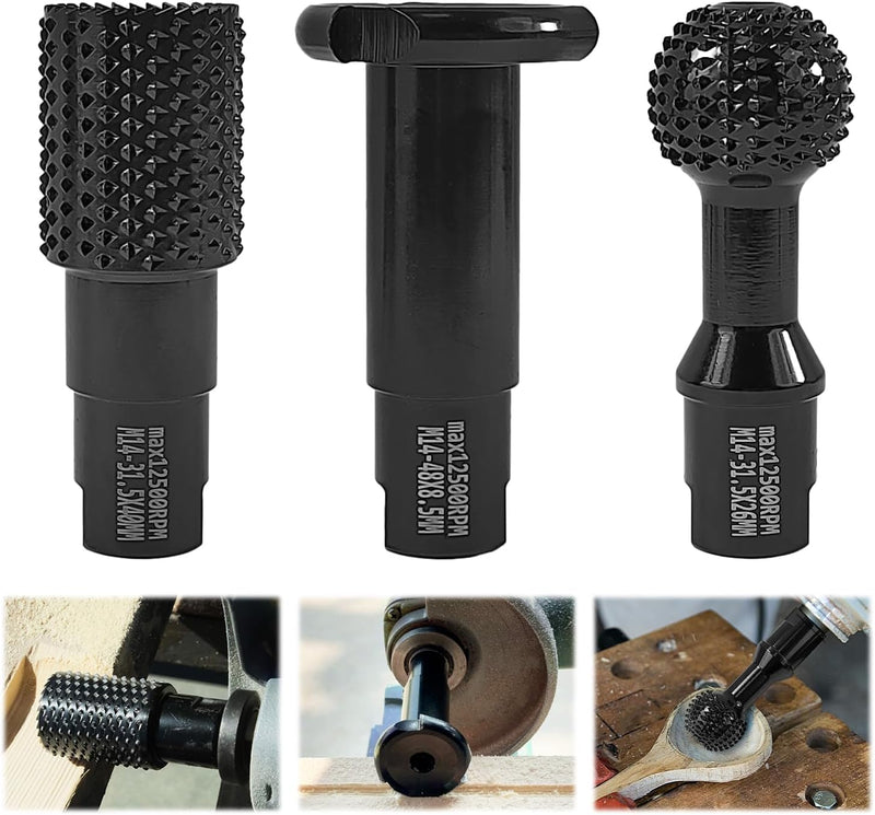 [Australia - AusPower] - Pack of 3 Ball Cutter Wood Milling Disc Wood Cutter Grinding Discs M14, Rasp Disc Ball Chisel Woodworking Tools, Carpenters Polishing Opening Slotting Grinding Head Angle Grinder Wood 115/125 mm 