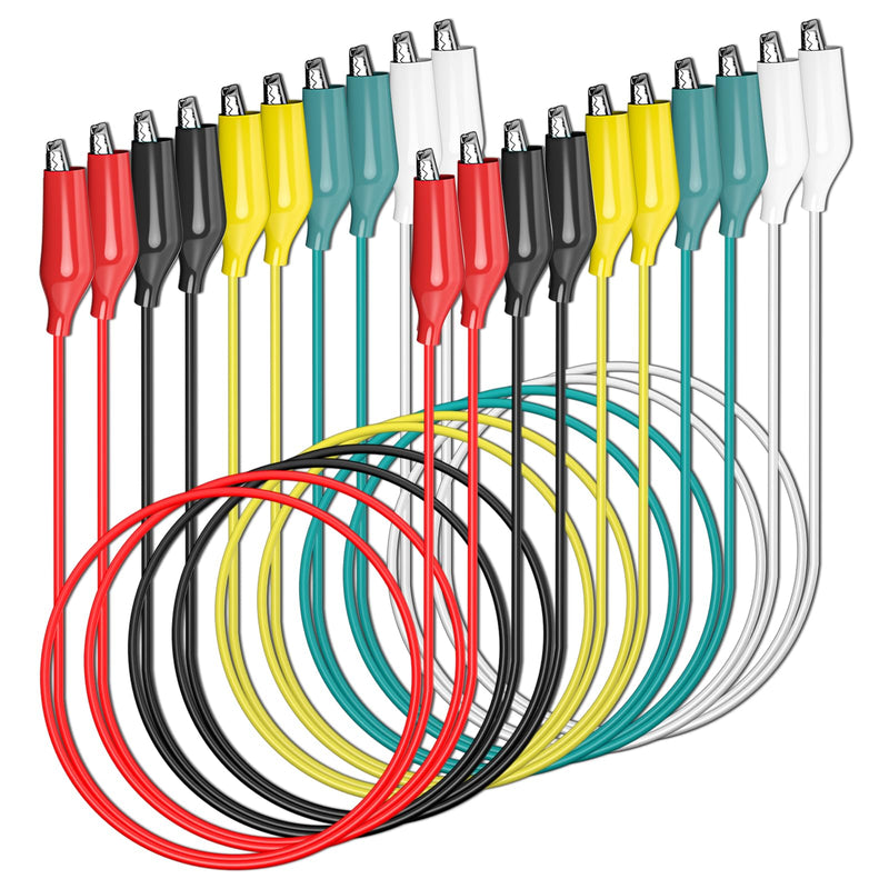 [Australia - AusPower] - Cleqee Pack of 10 Alligator Clips, Electric Test Leads, Double Ended Alligator Clips, Jumper Wires for Circuit Connection, Electrical Testing, 5 Colours 1 Satz 