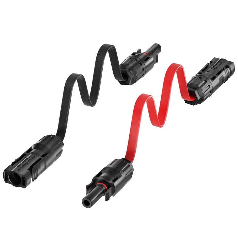 Pack of 2 Solar Panel Flat Cable 4 mm², 35 cm Solar Cable Window Feed-Through Flexible PV Flat Cable for Balcony Power Plant and Solar Power Station 35cm-2 pieces