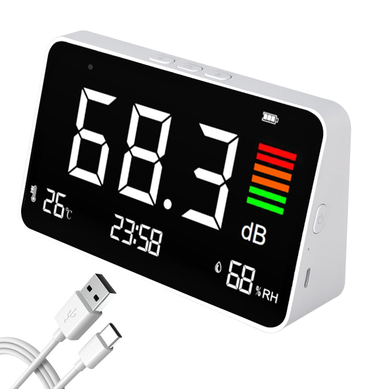 [Australia - AusPower] - Decibel Meter, 30-130 dB Sound Level Meter, Portable dB Meter with Port Type C, Temperature, Humidity, Sound Level Meter ℃/℉ 