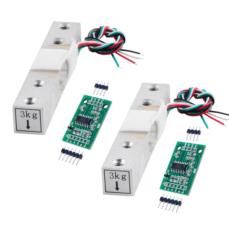 [Australia - AusPower] - Geekstory 3 kg Digital Load Cell Weight Sensor + HX711 AD Weighing Sensor Module High Precision for Arduino DIY Electronic Portable Kitchen Scale (2 Sets) 