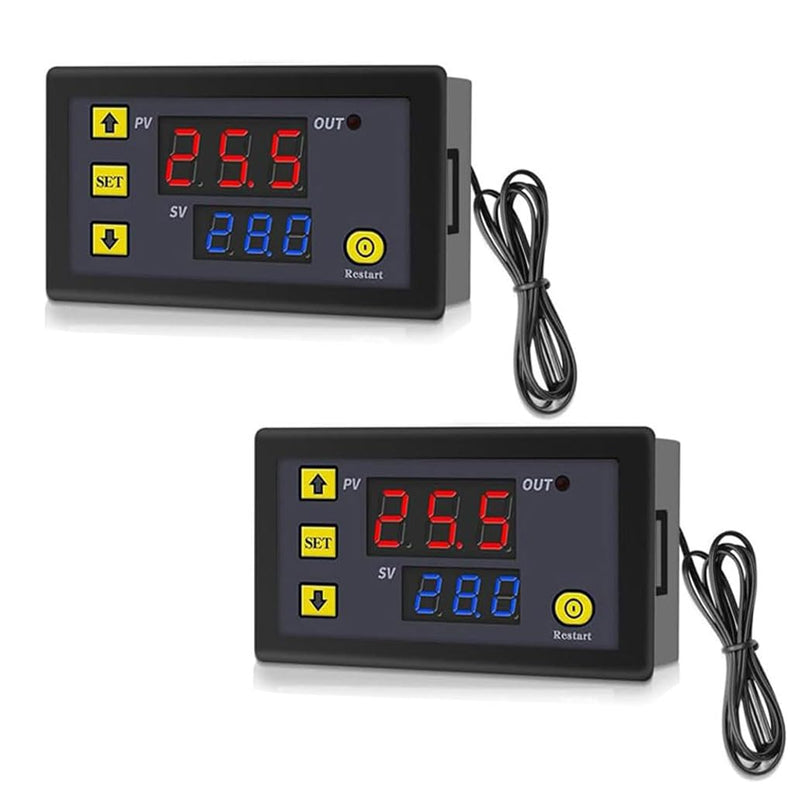 [Australia - AusPower] - GERUI Pack of 2 W3230 20A DC 110-220V Digital Temperature Controller, Digital Thermostat Temperature Switch 50-120°C with NTC 10K Sensor Probe 
