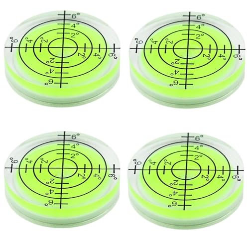 Round Spirit Level Gauge, 4 Pcs 32mm Diameter Spirit Level Gauge Mini Dragonfly Motorhome Caravan Pirit Level White Yellow