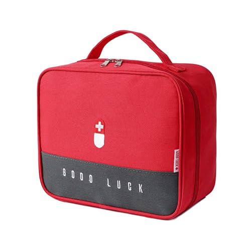 Medicine Bag, Medical Emergency Bag, Large Capacity Medicine Bag for Waterproof Medicine Storage Bag, Portable for Home Office Red