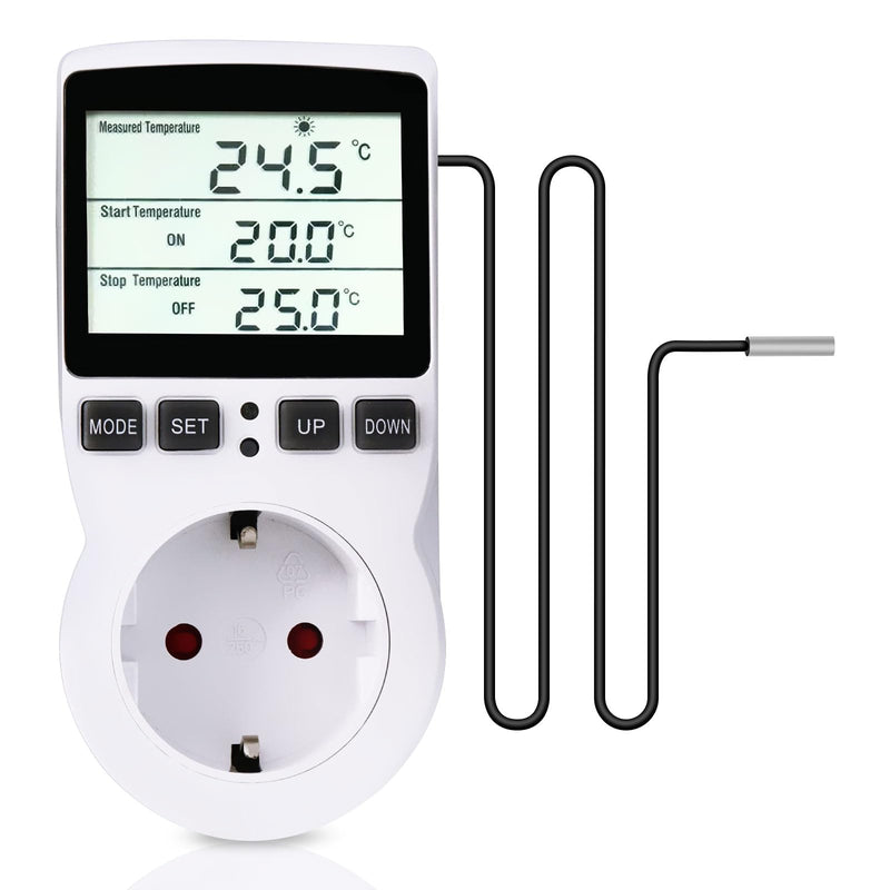 [Australia - AusPower] - Digital Thermostat Temperature Controller Digital LCD Temperature Controller Multifunctional with Timer and Probe for Greenhouse Aquarium Heater Terrarium Aquarium Reptile Incubator 