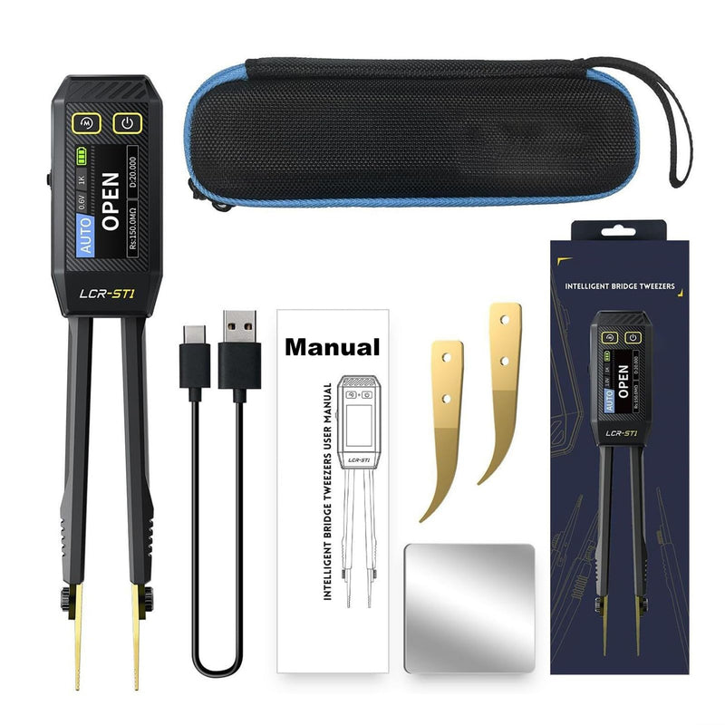 [Australia - AusPower] - LCR Meter Tester Smart Bridge Tweezer Kit LCR Digital Bridge Tester Digital Bridge Meter LCR Meter Resistance Inductance Capacity Component Test (LCR-ST1 Tweezer Bridge) 