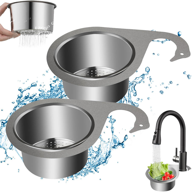 [Australia - AusPower] - 2024 Stainless Steel Sieve Basket in Swan Shape, 2 Pieces Sink Strainer Multi-Functional Drain Basket, Kitchen Drain Basket, Strainer Stainless Steel, for Filtering Kitchen Waste and Washing 