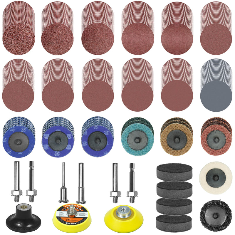[Australia - AusPower] - 279pcs 50mm Sanding Disc Pad Set with 1/8" and 1/4" Shank Backing Plate, Assorted Sanding Pads Include 36-3000 Grit for Removing Burr, Rust and Paint 