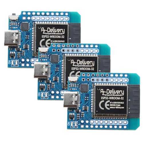 AZDelivery 3 x ESP32 D1 Mini NodeMCU WiFi Module ESP 32 Bluetooth Internet Development Board with USB-C Connection Compatible with Arduino and Compatible with Wemos D1 Mini Includes E-Book 3X