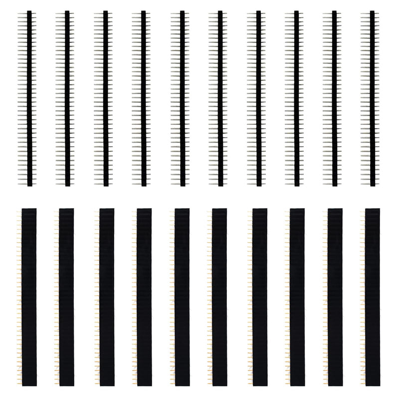 [Australia - AusPower] - 20 pieces 2.54 mm breakaway board, 40 pin male and female connector header for Arduino shield, pin header, male and female pin header PCB soldering, socket header solder pins, hole grid board 