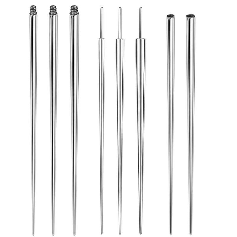 IKOPFLN 8 Piece Piercing Set Piercing Taper Insertion Surgical Steel 14G 16G 18G for Ear/Nose/Lip/Belly/Nipple/Tongue Piercing Tool Body Stretching Piercings Kit Assistant Tool, Ear Piercing Set