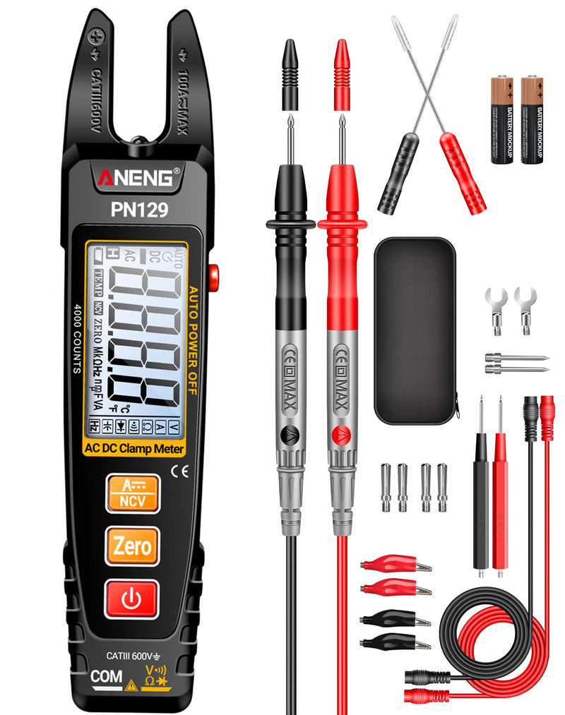 [Australia - AusPower] - ANENG Multimeter PN129 Current Clamp, TRMS 4000 Counts U-shaped Pliers Clamp Meter with AC/DC Current, Voltage, Resistance, Capacity, Continuity, Non-Contact Voltage Detection Tool PN129 (normal version with test kit) 