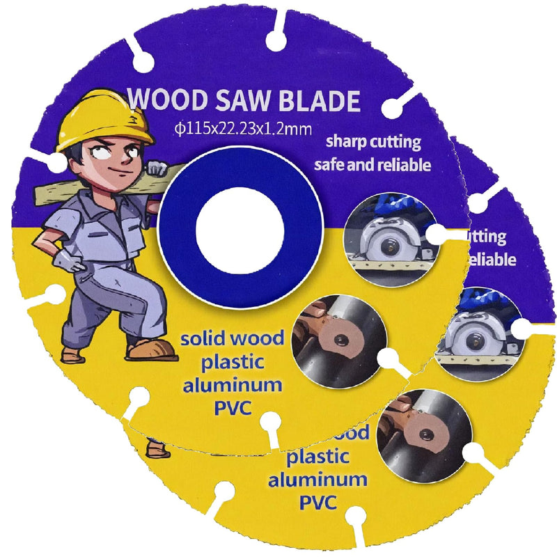 [Australia - AusPower] - Xiciki Saw Blades for Angle Grinder Wood, Cutting Discs 115 mm with 22.23 mm Bore, Flex Discs Cuts Nailed Boards, Carbide Flex Discs for Wood, Plywood, Plastic, Pack of 2 