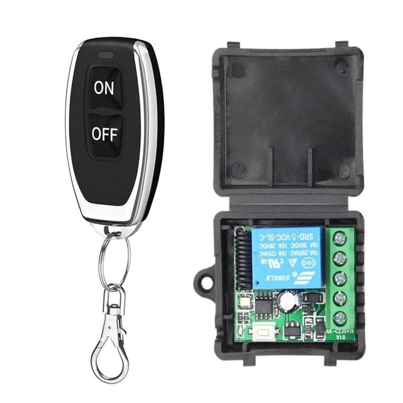 Gebildet 433MHz Universal Remote Control Switch Wireless DC 5-30V 1 Channel Relay Receiver Module RF Transmitter Momentary Toggle Latch for Gate Open Door LED Pump Car (Transmitter 1 Button+1 Receiver 1Channel) 5-30 VDC