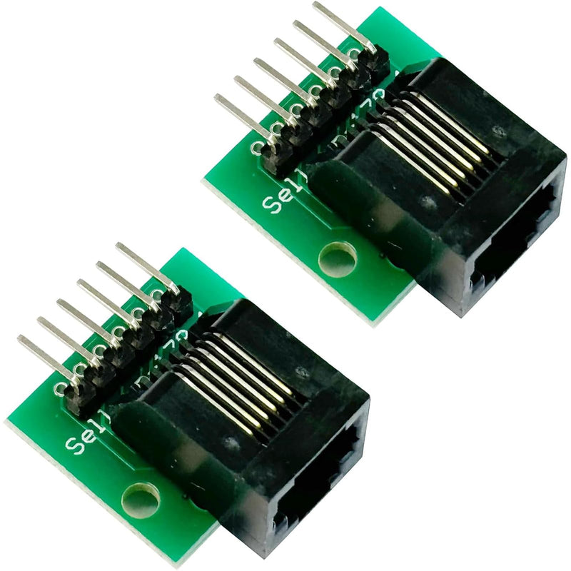 PENGLIN 2pcs RJ11 Female with PCB | RJ11 6P6C breakout board with pin, RJ11 6-pin telephone socket adapter