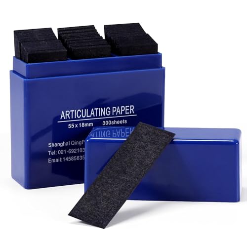 300 Sheets Dental Articulation Paper, Plastic Dispenser, Red and Blue, 100 Micron Double Sided