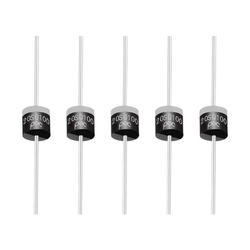 PATIKIL 5pcs 20SQ100 Schottky Rectifier Diode, 20A 100V R-6 High Current Electronics Direct Plug Rectifier Diode for Voltage Regulator, Power Management