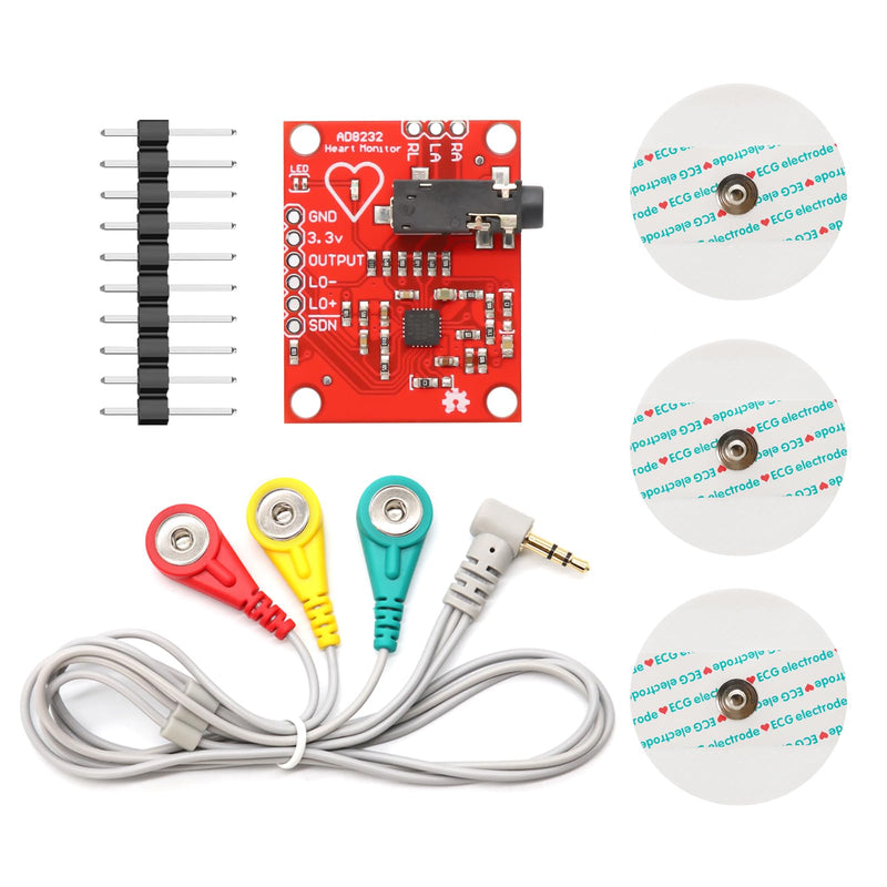 ad8232 ECG Module Kit Binghe AD8232 ECG Measuring Coil Sensor for Heart Rate Monitoring with Dupont Cable Compatible with Arduino