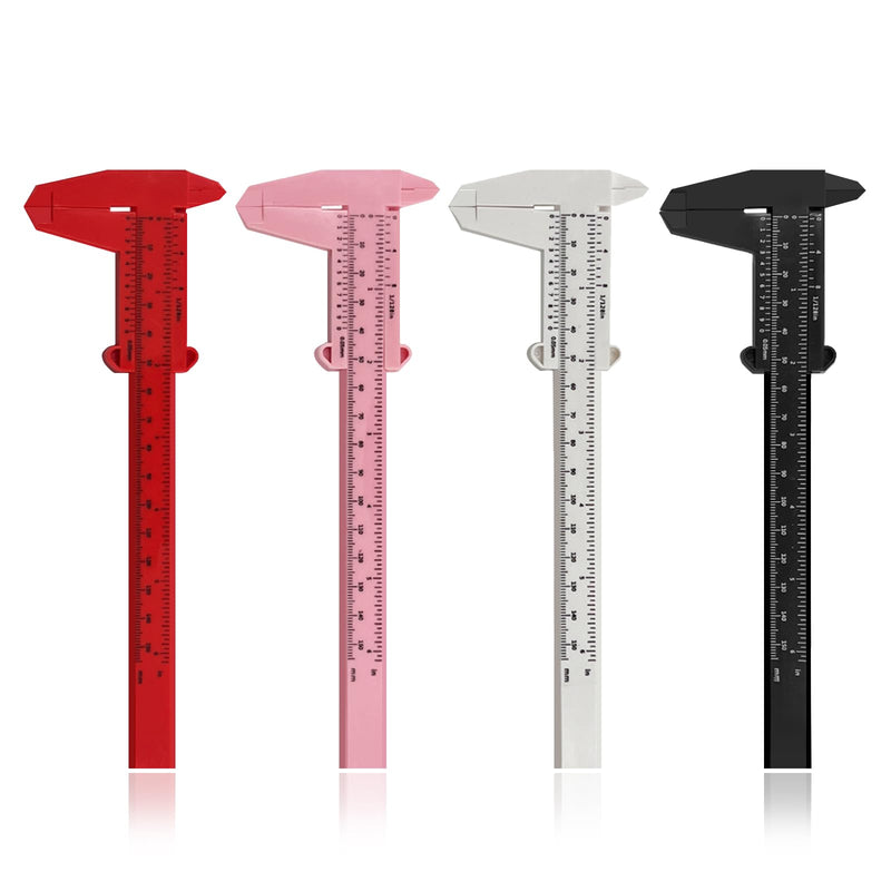 [Australia - AusPower] - Set of 4 Digital Callipers, 150 mm Precision Calliper, Digital 0.01 mm, Plastic Caliper, Analogue Accuracy Thrust Gauge, Small for Household, Office, Students, Buttons, Jewellery Measurement 