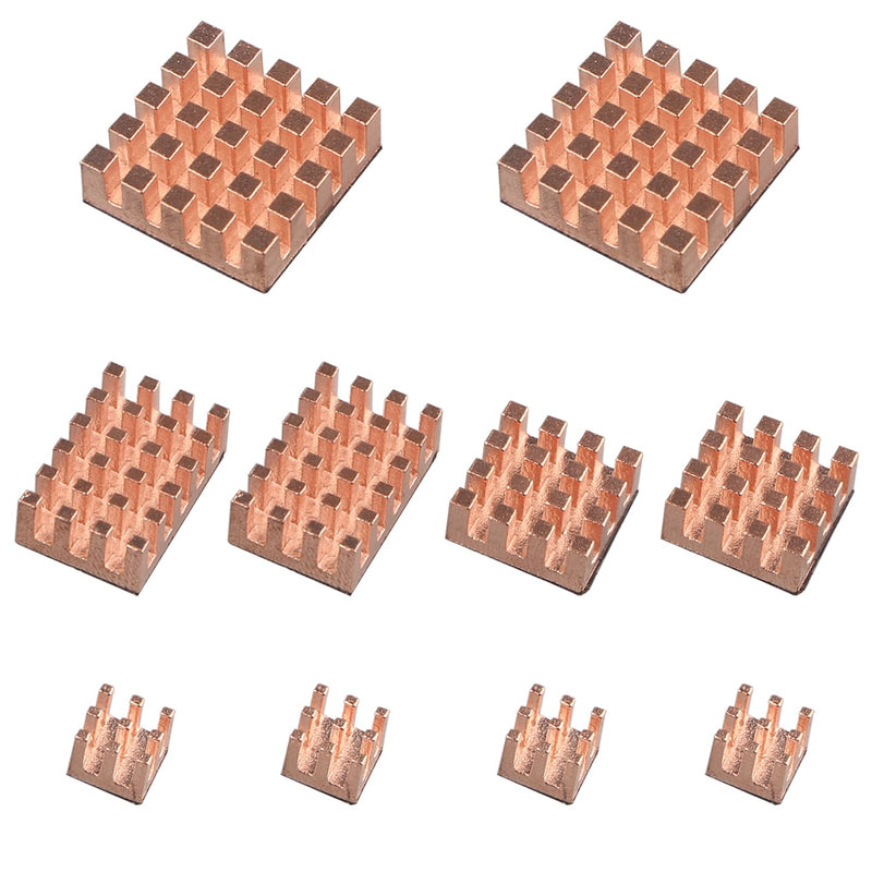 [Australia - AusPower] - ZDE Pack of 10 Pure Copper Heatsink Self-Adhesive Quiet Passive Cooling Heatsink Compatible with Raspberry Pi 5 4B CPU Heatsink Replacement 