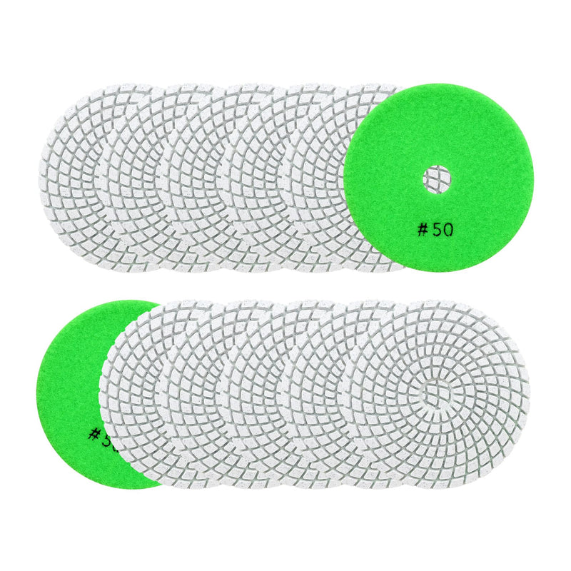 [Australia - AusPower] - SANLEETEK Wet Diamond Polishing Discs - 12 Pieces 100 mm Diamond Polishing Pad Grit 50 for Granite Marble Artificial Stone Quartz for Angle Grinder 